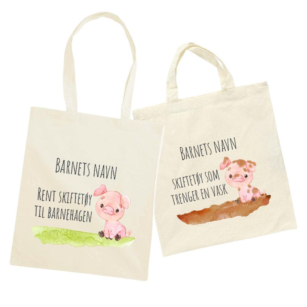 Nett til skiftetøy, sett à 2 - Barnehagegris - NY TYPE